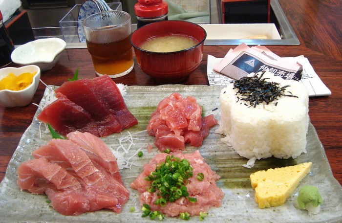 'Sashimi' con diferentes tipos de atún